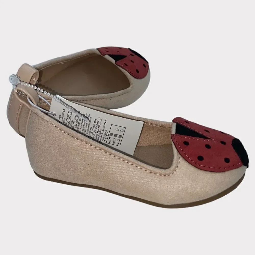 Old Navy Toddler Girls Ladybug Ballet Flats Size 5 Faux Suede Slip On Shoes